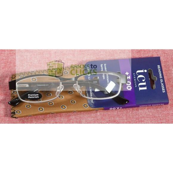 ICU Coachella Modern Clubman Reading Glasses +3.00, Adult Unisex - Picture 1 of 5